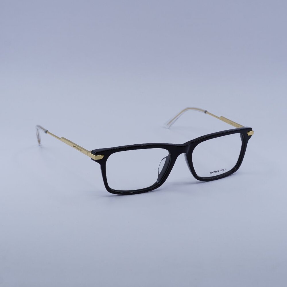 Bottega Veneta BV1040OA 001 Eyeglasses Black/Gold 54mm Rectangle Frame